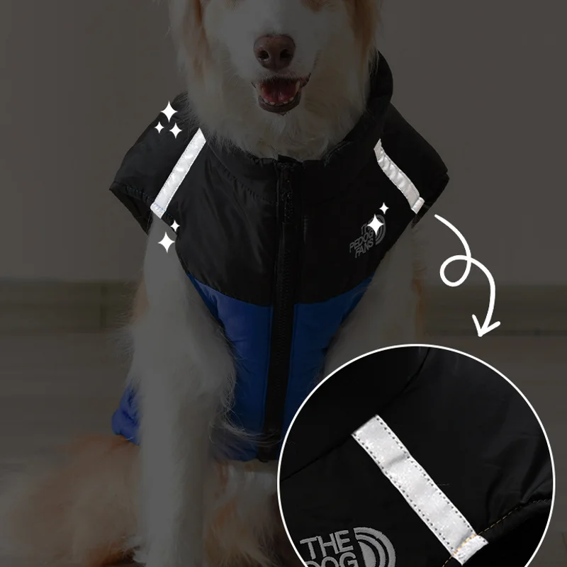 Chaqueta para perros grandes, abrigo impermeable a la moda para perros, ropa reflectante de invierno para perros, ropa cálida para mascotas Golden Retriever Labrador - imagen 4