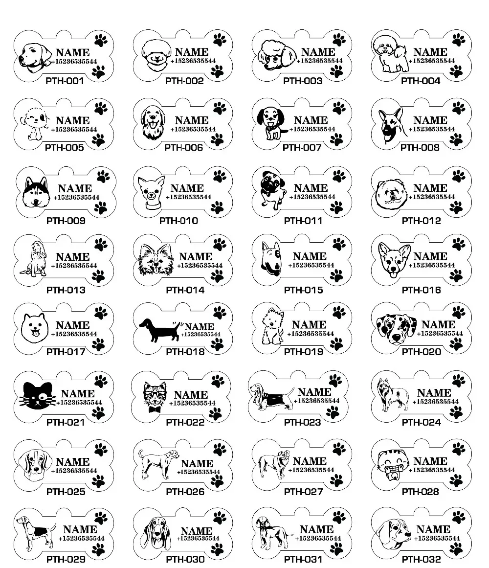 1 Uds. Grabado láser gratis, etiqueta de identificación personalizada para perros y gatos, etiquetas colgantes con nombre de cachorro, Collar, placa con nombre antipérdida - imagen 3