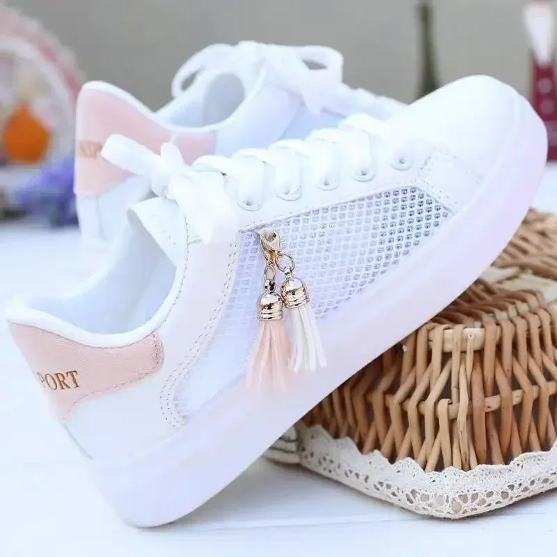 Zapatillas transpirables para mujer – Zapatos casuales de malla beige - imagen 2