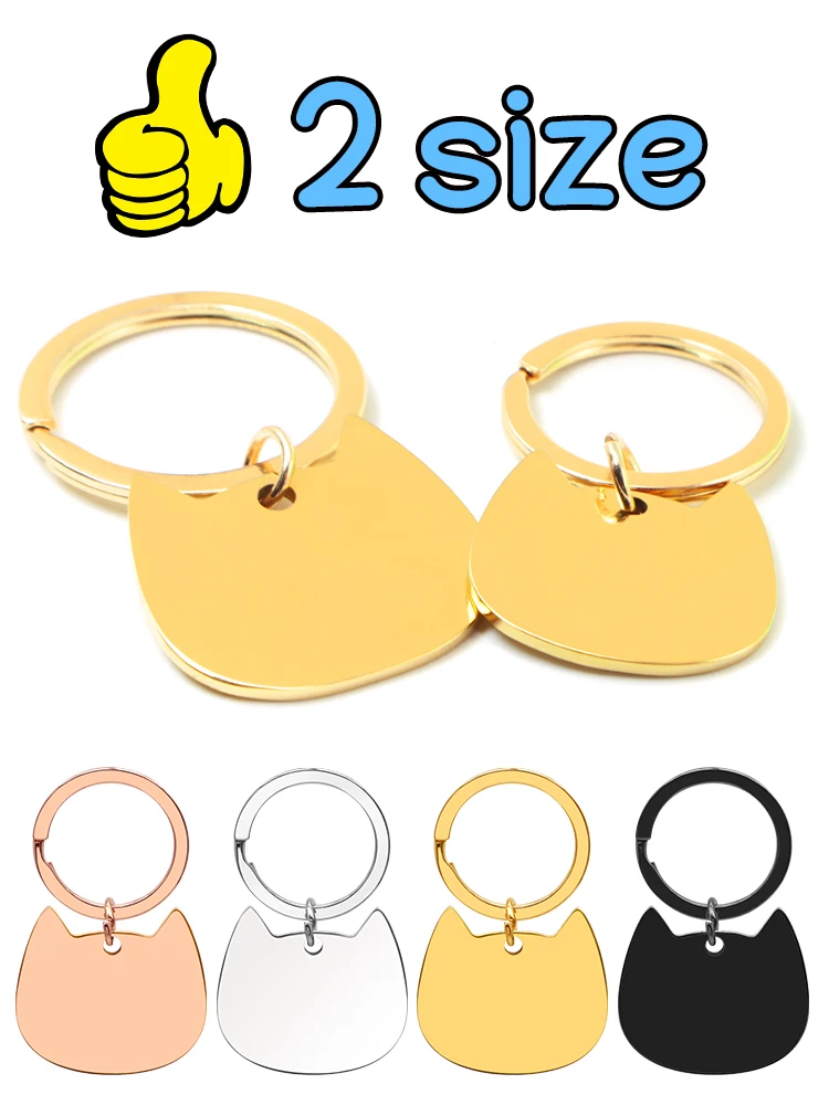 LLavero de acero inoxidable personalizado con Forma de cara de gato para mascota, colgante con grabado láser, adornos, etiqueta en blanco, 20 piezas - imagen 3