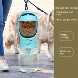 Botella 2 en 1 con agua y comida para perros y gatos de viaje