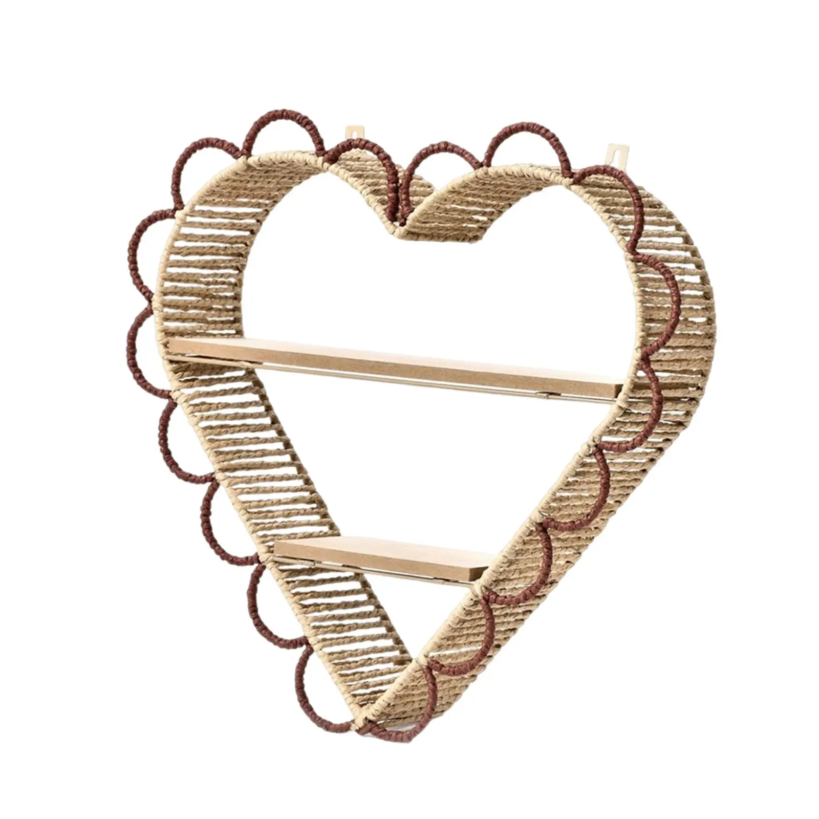 Estante de pared con forma de corazón, almacenamiento de baratijas rústico multifunción moderno, organizador de 2 capas para baño, tocador, sala de estar, decoración del hogar