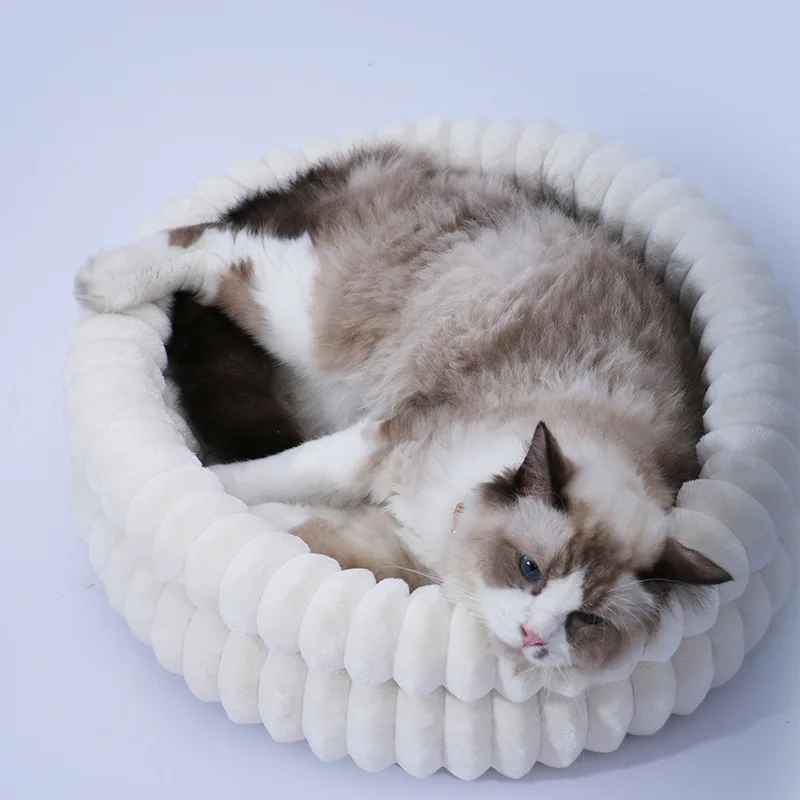 Cama redonda cálida para gatos y perros de jardín con acolchado grueso - imagen 5