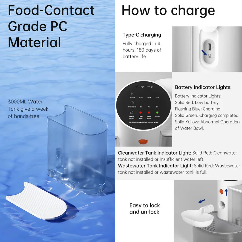 Dispensador de agua inteligente para gatos, alimentador de agua automático para mascotas, dispensador de agua inteligente para perros desenchufados, control remoto por aplicación, 2025 - imagen 4