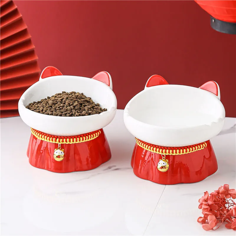 Comedero cerámico elevado para gatos – Cuencos agua y comida - imagen 2