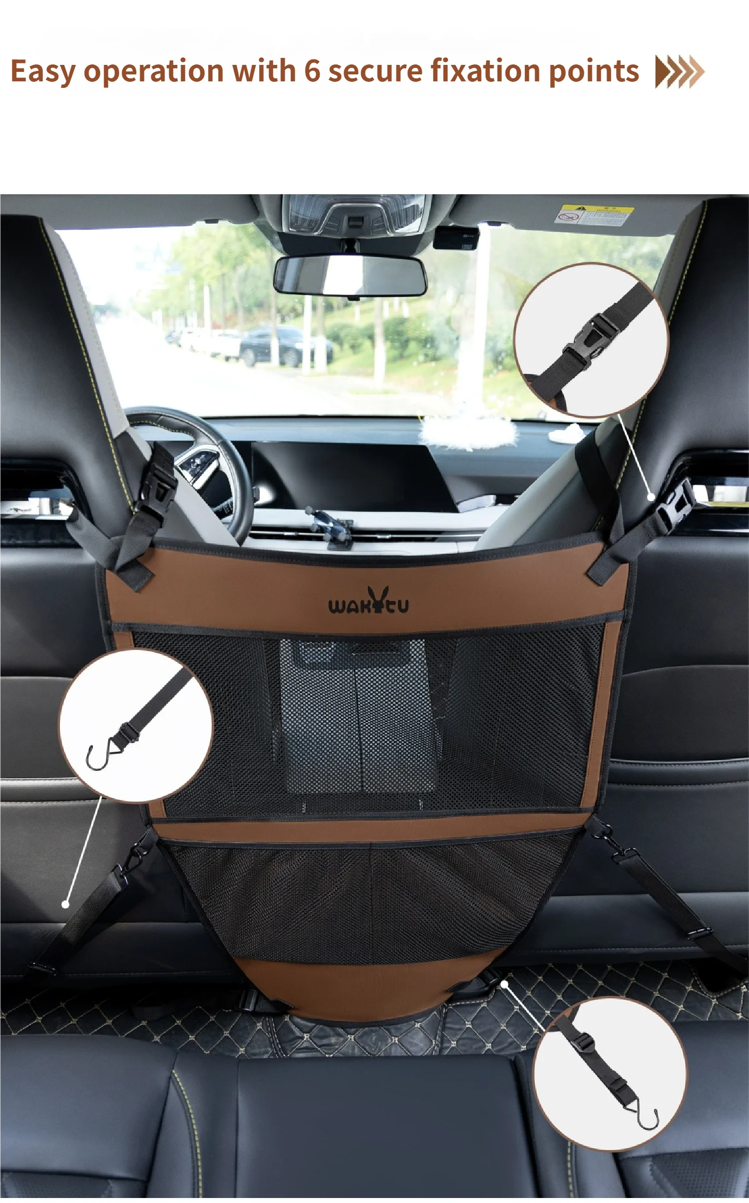 Barrera para coche para mascotas, divisor de malla, ajuste Universal ajustable, malla resistente, barrera de red transpirable para perros/gatos, fácil de limpiar - imagen 5