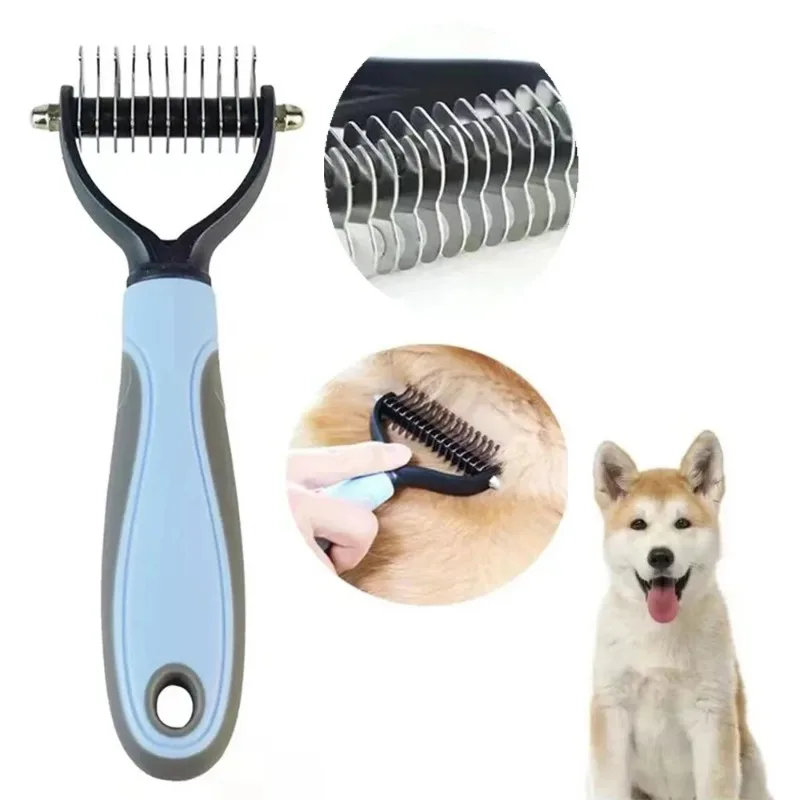 Cepillo profesional para mascotas, cepillo para perros de dos caras, cepillo para gatos, herramientas de limpieza para perros, forro de pelo volador - imagen 3
