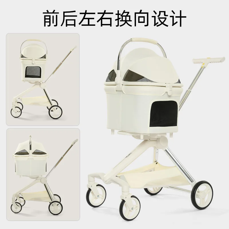 Cochecitos para mascotas con vista alta, carrito separado para gatos, cochecitos para perros rápidos con un clic, productos para mascotas - imagen 3