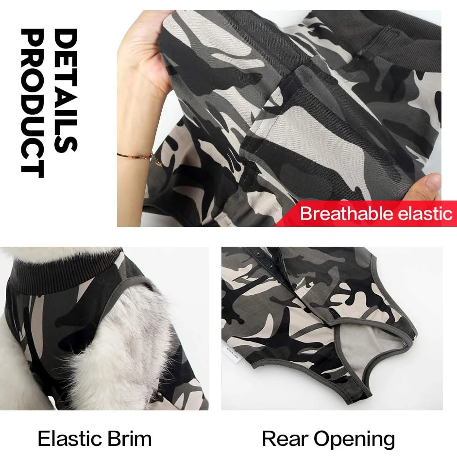 Ropa para gatos, traje de recuperación para después de la cirugía, para heridas abdominales quirúrgicas, cuello electrónico y chaleco corporal alternativo para mascotas con cono - imagen 5
