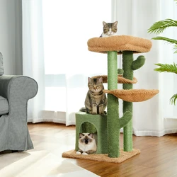 Árbol para gatos con poste para rascar y nido – Estilo cactus
