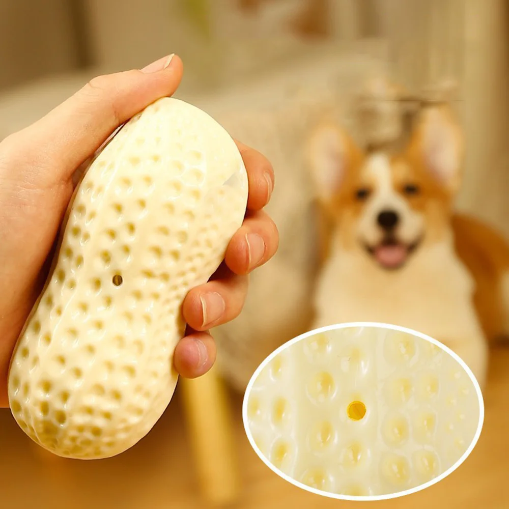 Bola de juguete para perros de maní, juguete para masticar duradero y chirriante para cachorros, perros adultos, Molar de dentición, accesorios antimordeduras para mascotas - imagen 3