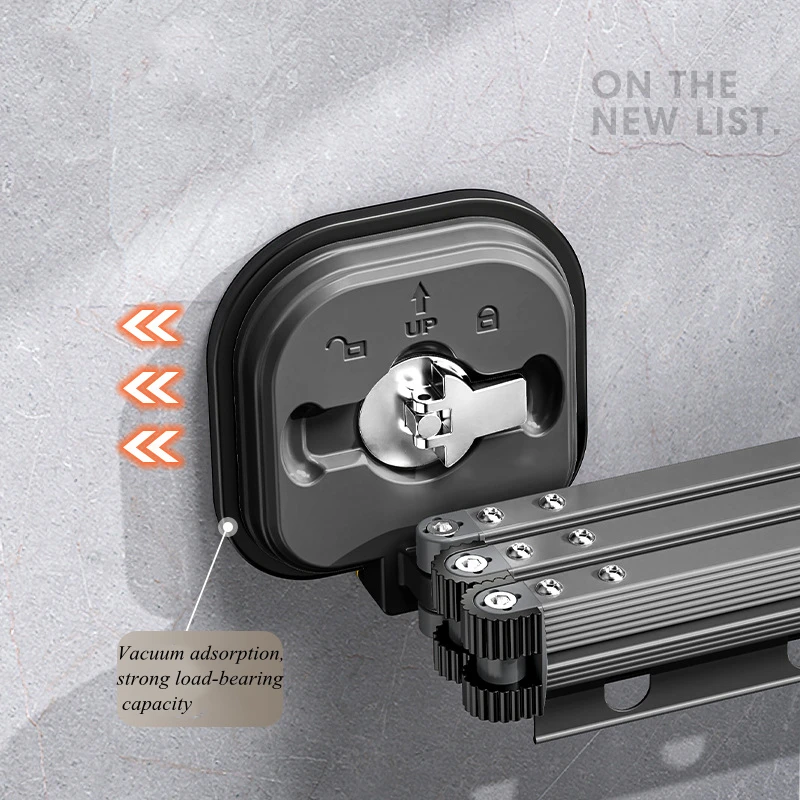 Sucker-estante de secado de ropa plegable de aleación de aluminio, montado en la pared, para balcón, dormitorio, sala de estar, ahorro de espacio, tendedero de viaje - imagen 4