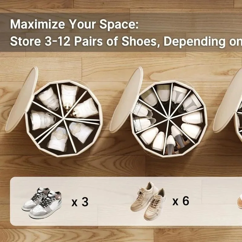 Caja de almacenamiento de zapatos con divisores extraíbles, organizador cilíndrico a prueba de polvo para armario, entrada, diseño multicompartimento, 1 Uds. - imagen 4