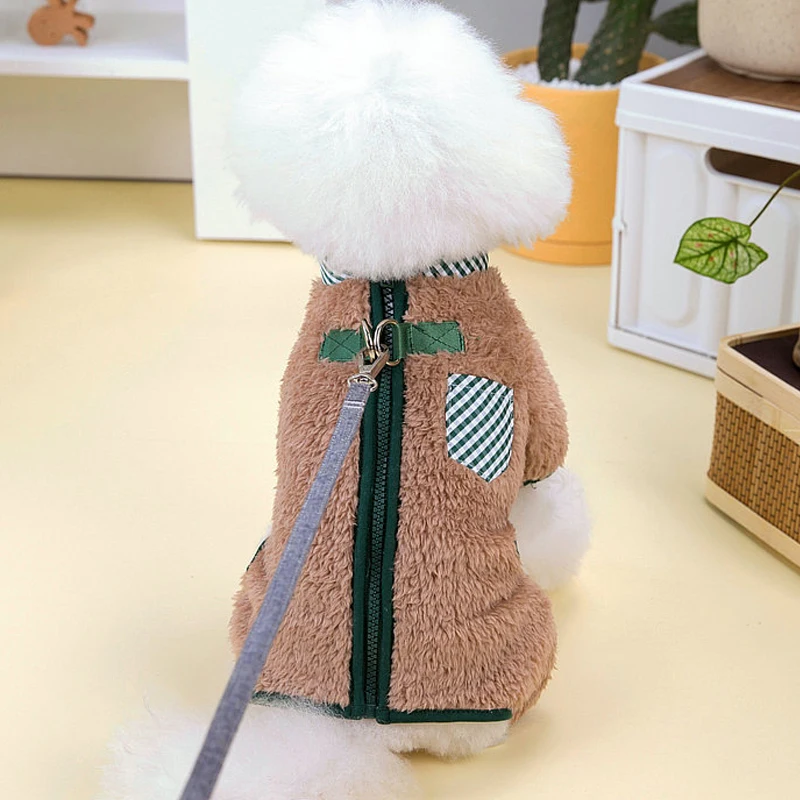 Ropa para perros, disfraz de invierno con cremallera, mono cálido de lana, monos para perros pequeños Shih Tzu, perro salchicha, caniche, cachorro, mono XS