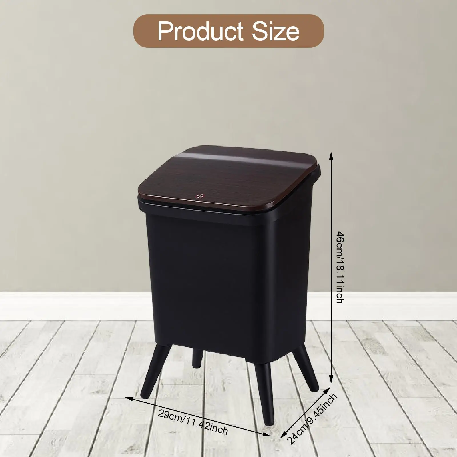 Trash Can with Legs,Indoor Outdoor Garbage Can Waste Basket with Press Type Lid for Hotel Dorm Bedroom Household Under Sink