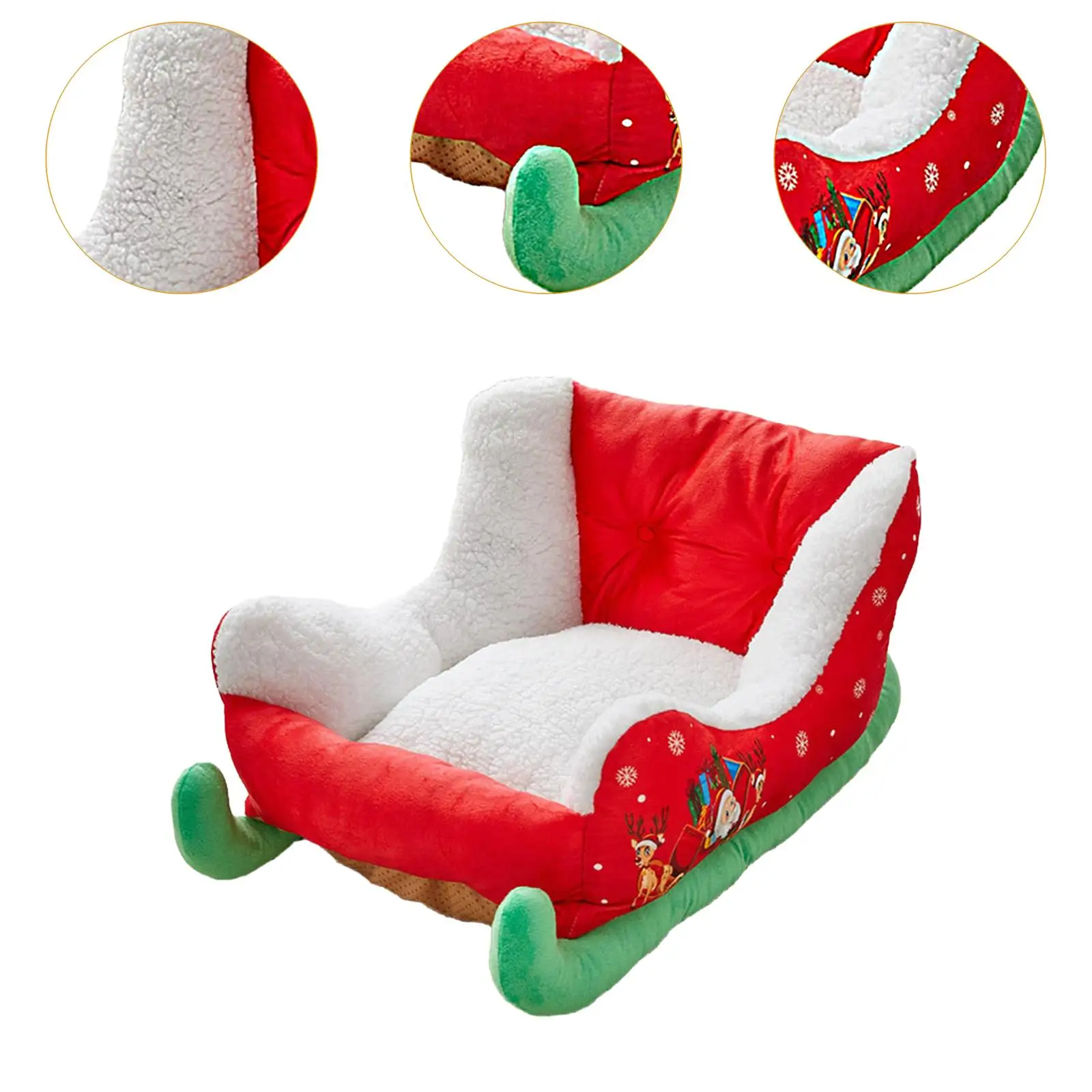 Cama navideña para perros y gatos, cojín antideslizante para cama para dormir para mascotas, perrera cálida para cachorros, decoración navideña para gatitos y cachorros - imagen 5