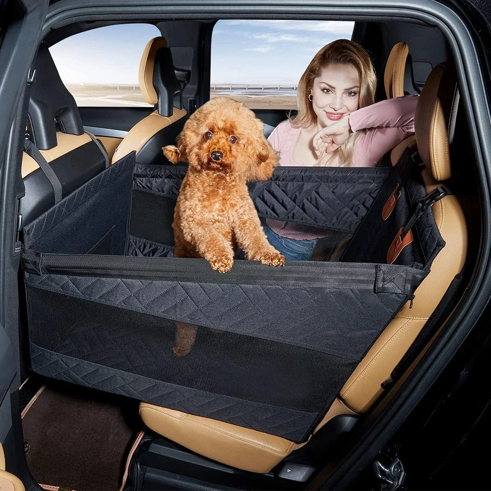 Cojín para asiento de coche con doble cremallera para mascotas, Protector para asiento trasero de coche para perros y gatos, impermeable, resistente a la suciedad, Color sólido, cojín para asientos traseros de coches - imagen 2
