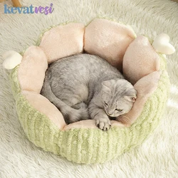 Cama para gatos con forma de Cactus, cama redonda acogedora para gatos, perros pequeños, estera para dormir de gatito de peluche suave, cómoda cama para cachorros