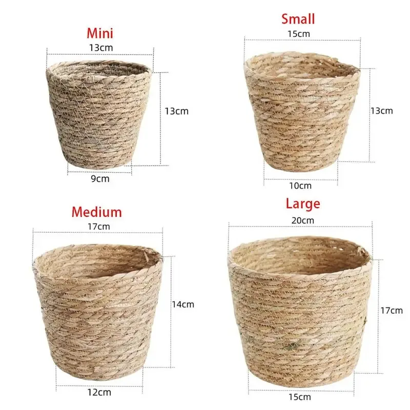 Cesta de suministros para mascotas tejida de hierba Natural, tamaños Mini/S/M/L para almacenamiento de juguetes para perros y gatos, contenedor de golosinas para mascotas, hábitat de animales pequeños, 1 Uds. - imagen 5