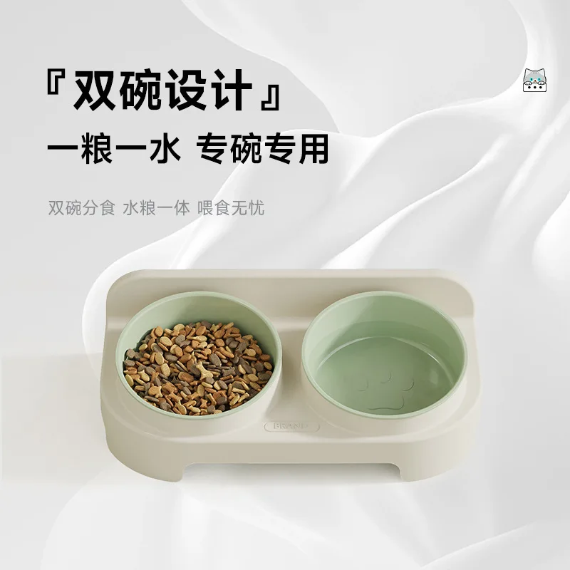 Cuencos para gatos, cuenco de comida para gatos, cuencos dobles, cuenco para perros con boca oblicua, cuenco de alimentación de agua potable que protege la columna Cervical - imagen 3