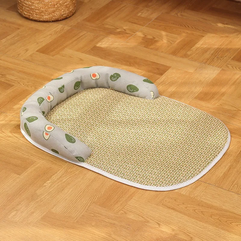 Estera para dormir de verano para mascotas, almohadilla refrescante transpirable, suministros de disipación de calor para gatos, esteras de cama tejidas de mimbre para cachorros y gatitos - imagen 3