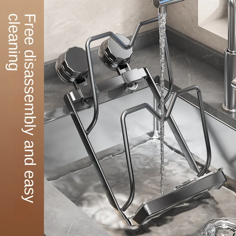 Soporte para cubierta de olla con ventosa, sin perforación, estante de almacenamiento multicapa, estante de cocina montado en la pared, tabla de cortar multifuncional - imagen 3