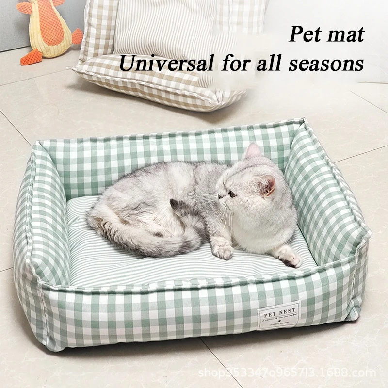 Cama cuadrada de celosía para mascotas, cojín extraíble, sofá para gatos medianos y pequeños, casa calmante para perros, accesorios para mascotas - imagen 3