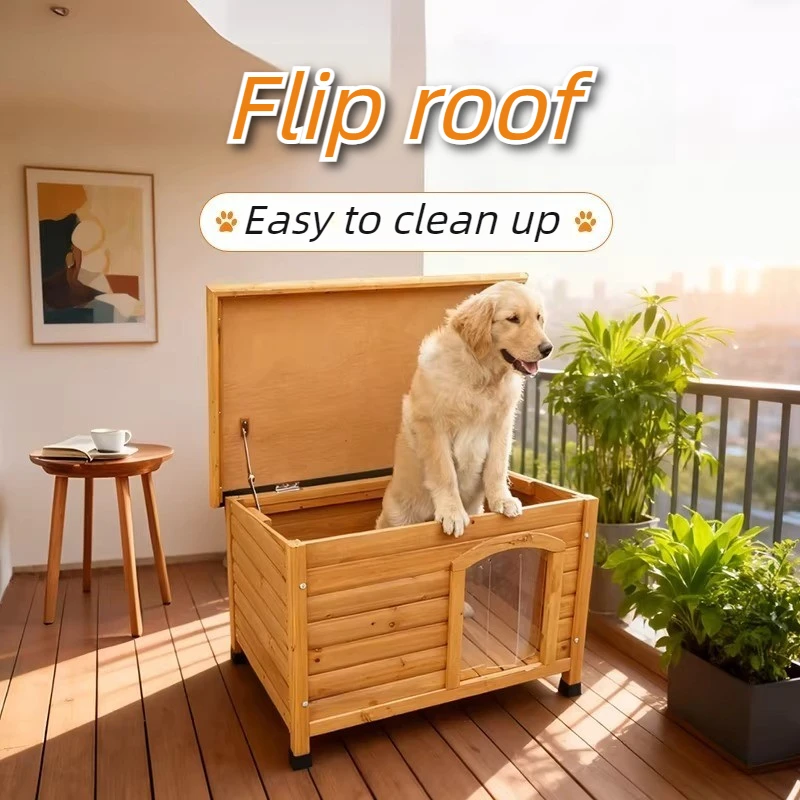 Perrera madera maciza para perro – Interior y exterior con techo abatible - imagen 4