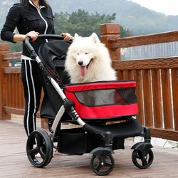 Cochecito de lujo para perros y gatos - plegable y espacioso