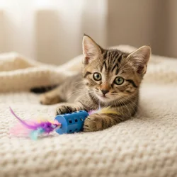 Varita de plumas con campana para gatos – Juguete interactivo contra el hastío