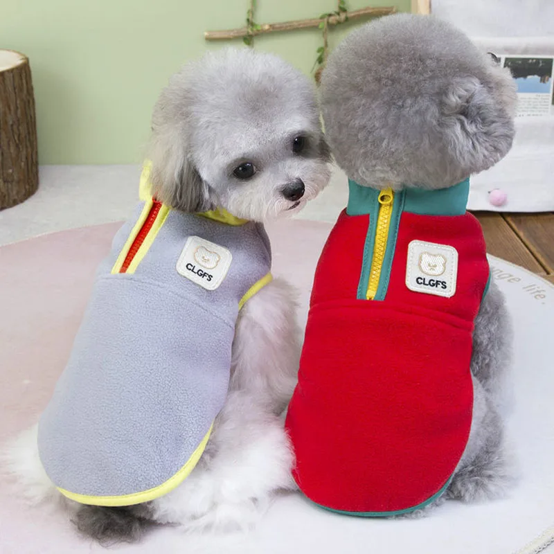 Sudaderas con capucha de lana con cremallera, jerséis de invierno sin mangas para perros pequeños, ropa para mascotas Chiwawa York, suéter para cachorros, sudadera