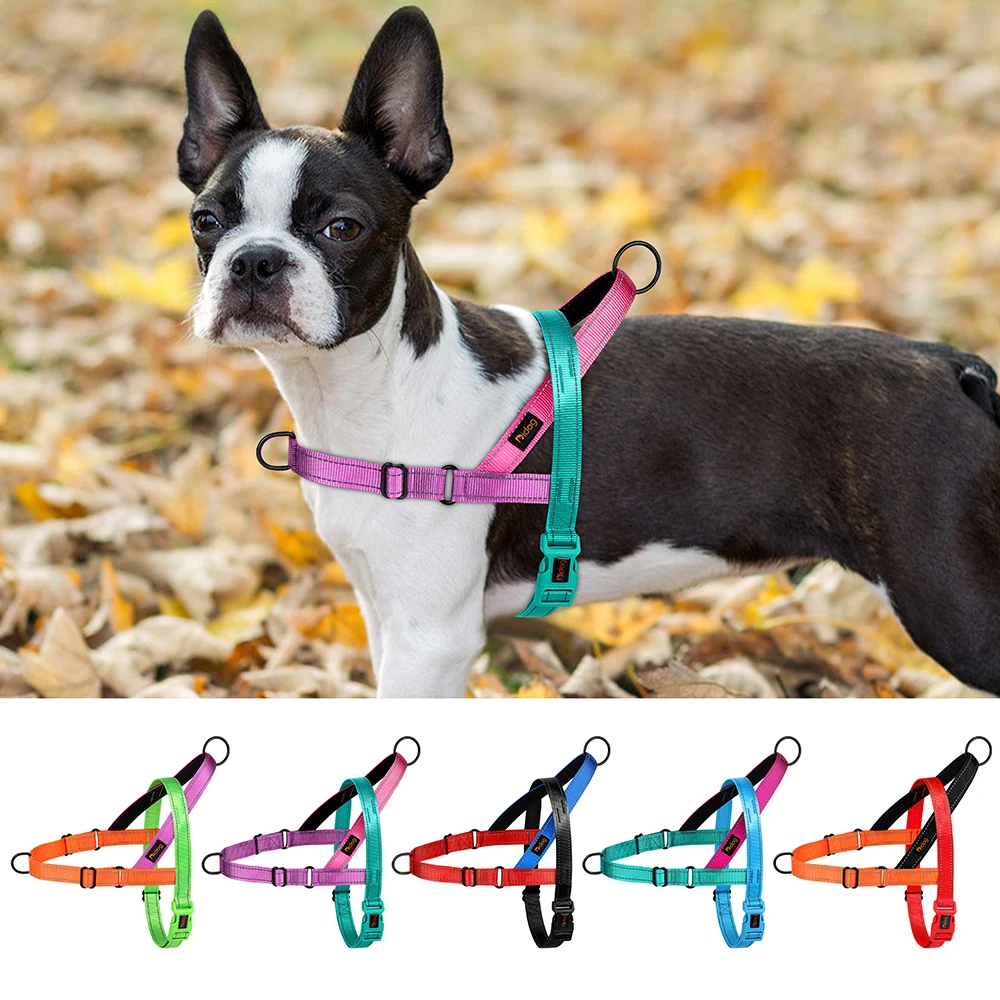 Arnés reflectante de nailon para perros, chaleco ajustable sin tirones para mascotas, arnés de Control rápido para Bulldog Francés, Chihuahua, chaleco Perro