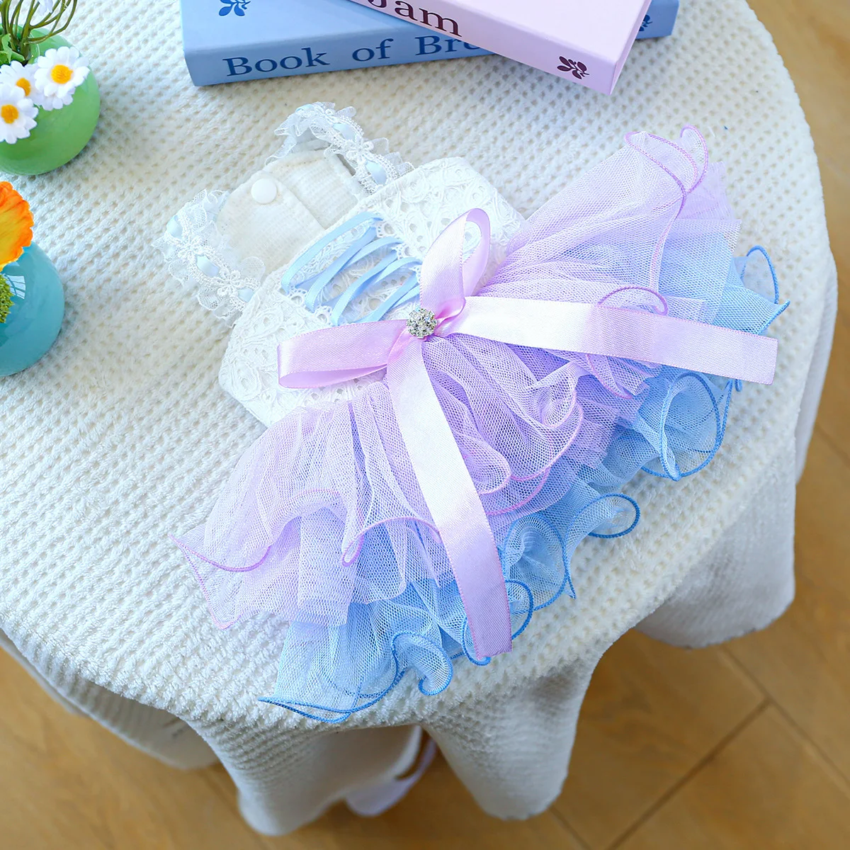 Vestido de tirantes de primavera para mascotas, falda abombada de malla con tirantes bonitos, ropa para perros, falda de hilo de ensueño, ropa para cachorros, ropa para perros pequeños - imagen 5