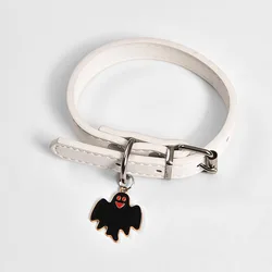 Collares para perros – Cuero negro Halloween Diseño Reaper calabaza fuego