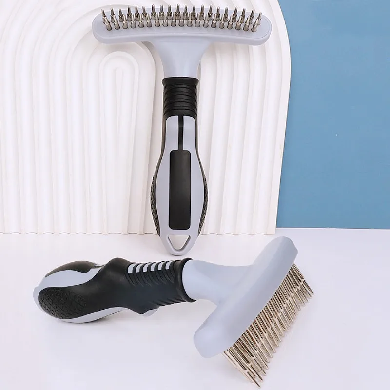 Peine para perros, cepillo para dientes de acero inoxidable, removedor de pelo para mascotas, peines de masaje para perros, apertura de nudos, peine grueso para perros, suministros para mascotas - imagen 2