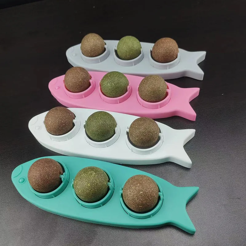 Juguete de hierba gatera natural para mascotas, giratoria 360 bola de caramelo, pasta de dientes Molar, limpieza comestible, accesorios para gatos resistentes a las mordeduras - imagen 3