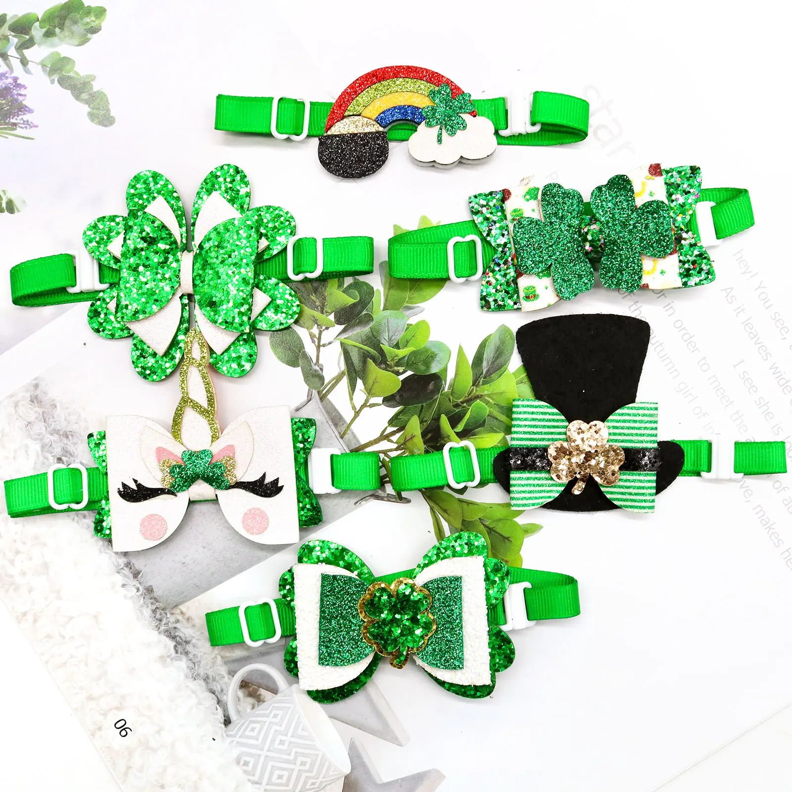 Lazo verde San Patricio perro gato pequeño moda peluquería accesorio - imagen 5