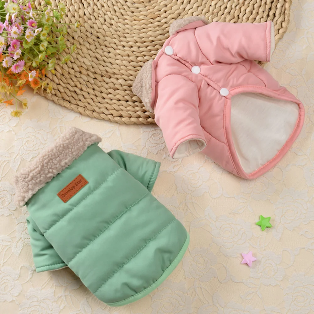 Chaqueta gruesa para mascotas, ropa para cachorros, abrigo cálido de invierno para perros, trajes suaves para cachorros, Cuello de piel para perros pequeños y medianos, Chihuahua Pug - imagen 3