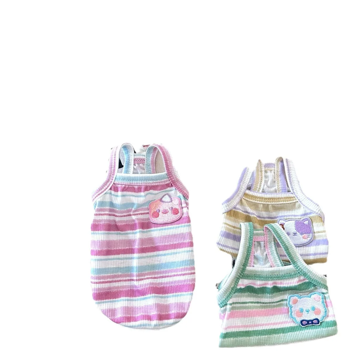 Ropa para mascotas, Top de dos pies para gatos, chaleco fino elástico a rayas sin mangas para perros, chaleco para perros medianos y pequeños, ropa para cachorros - imagen 5