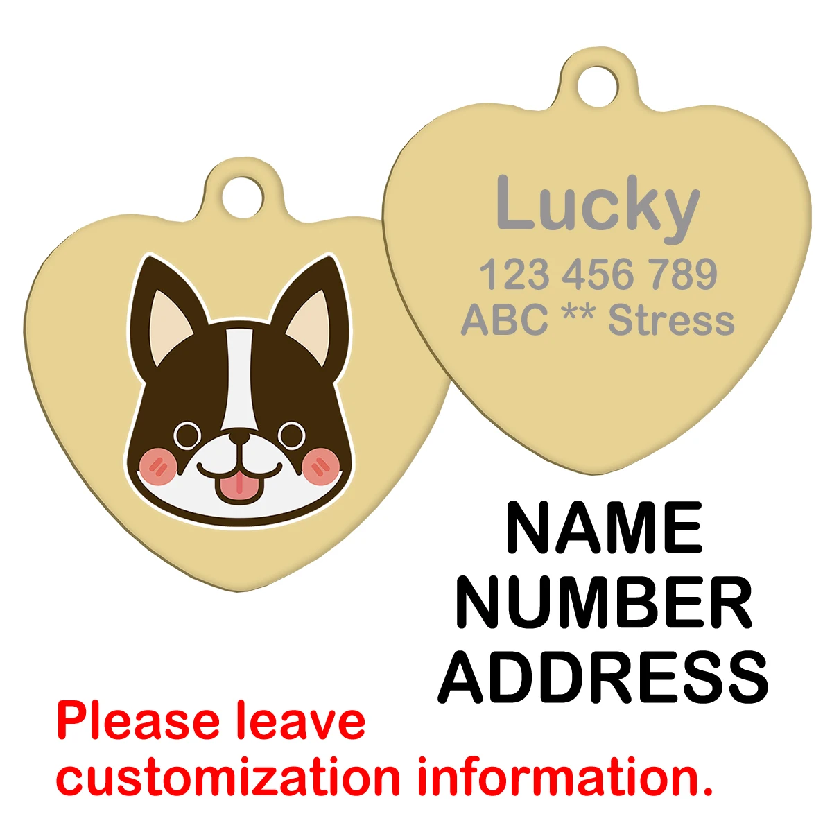 Linda etiqueta con nombre de perro con pegatinas para mascotas, patrón personalizado, placa de identificación, dirección, teléfono para perros pequeños y medianos - imagen 3