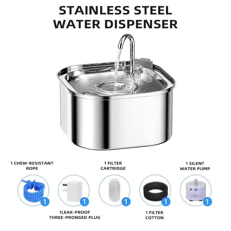 Base de agua para gatos, base de acero inoxidable de 3,2 L, dispensador de agua para mascotas, bebedero para gatos y perros - imagen 2