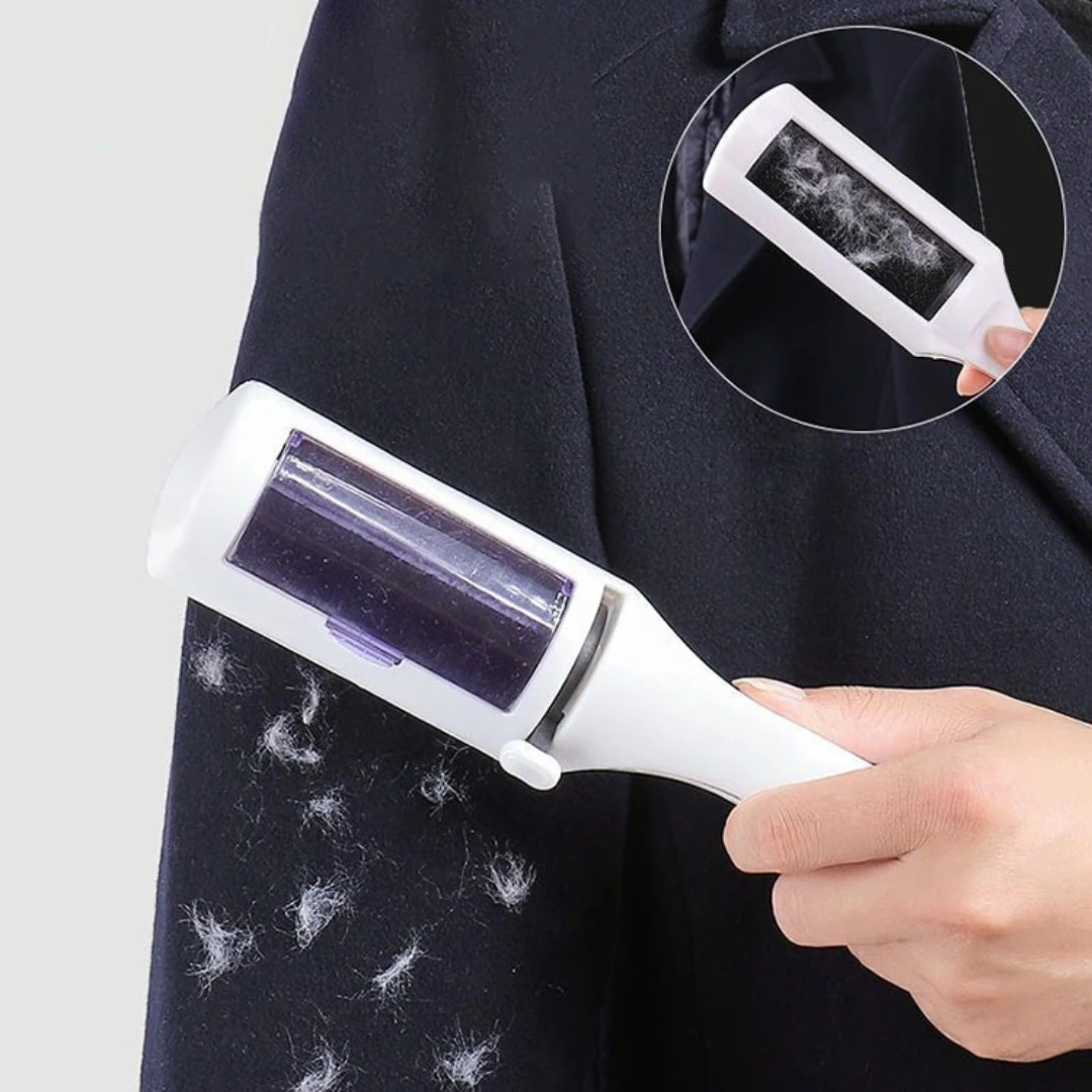 Cepillo de rodillo reutilizable para limpieza de mascotas, herramienta de aseo duradera con forma de cilindro rotativo, autolimpieza de pelusa pequeña, removedor de pelo para perros y gatos - imagen 5