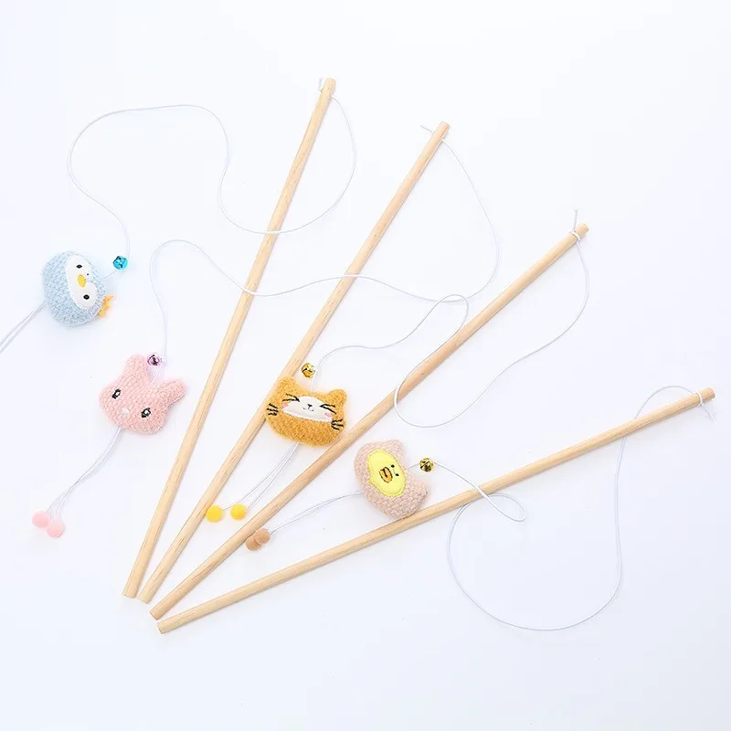 Juguete de poste de madera para gato, palo de felpa con campana, divertido interactivo, suministros para mascotas - imagen 2