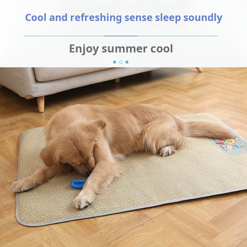 Perrera, estera de verano, estera de hielo, suministros para mascotas, gato, perro, estera de ratán de gran tamaño, cojín, alfombrilla transpirable para perros, - imagen 4