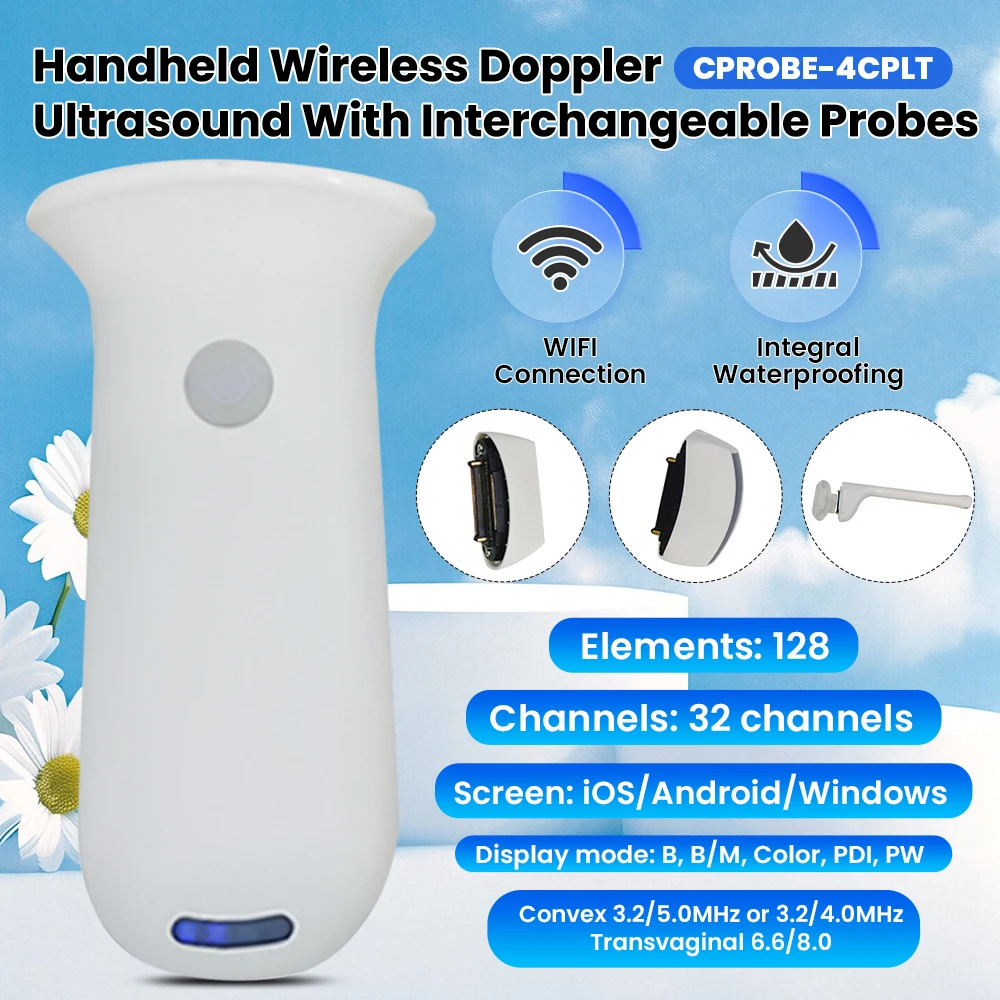 Sonda de ultrasonido inalámbrica con Doppler color para gatos y perros