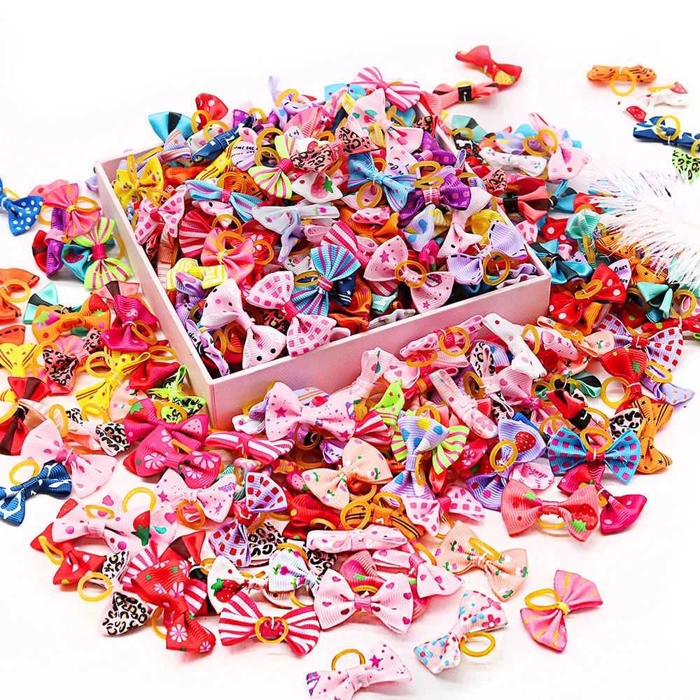 500 Uds. Lazos para perros a granel, lazos para el pelo para mascotas, bandas de goma con puntos sólidos, accesorios para el cabello para perros pequeños, aseo para perros pequeños - imagen 3