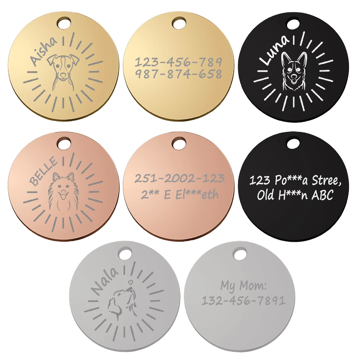 Etiqueta de identificación de perro personalizada, Collar de nombre de identificación de perro, grabado gratis, etiqueta de identificación de cachorro, etiquetas de nombre de mascota antipérdida, colgante, accesorios para mascotas - imagen 5