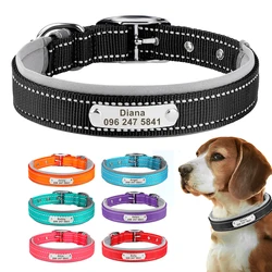 Collar reflectante con placa grabable para perros