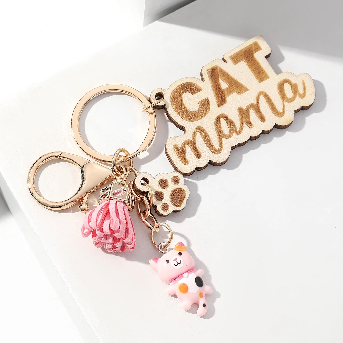 LLavero de gatito bonito, colgante de Pata de Gato con borlas, accesorios de moda para bolso, 1 unidad - imagen 5