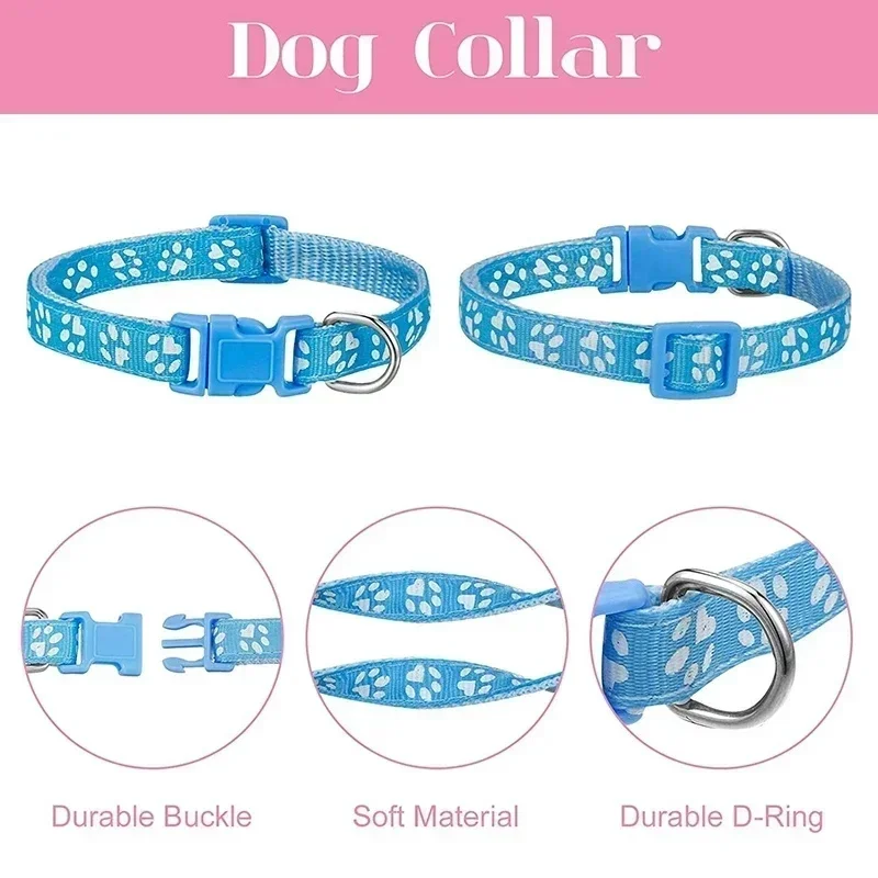 Correa con estampado de pata para perro y gato, correas ajustables, Collar para cachorros, caminar al aire libre, Chihuahua Terier Schnauzer, cuerda de tracción General para exteriores - imagen 4